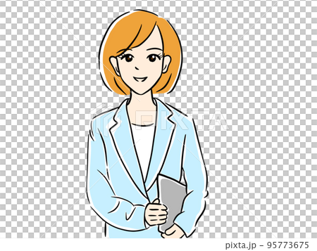 一個穿著西裝的女人拿著電腦 一個穿著西裝的女人拿著電腦 95773675