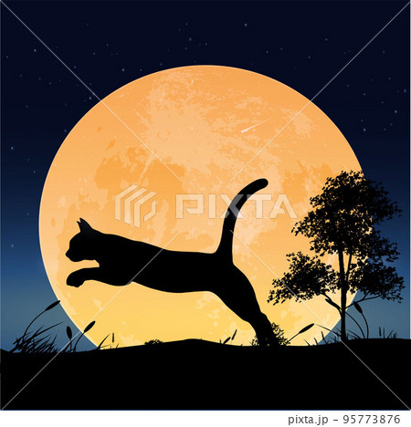 cat jumping silhouette