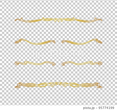 Gorgeous and beautiful gold gradation decorative line set with curved motif Gorgeous and beautiful gold gradation decorative line set with curved motif 95774199