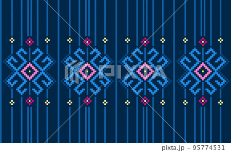 Pixel ethnic pattern, Vector embroidery antique background, Geometric concept ethnic design 95774531