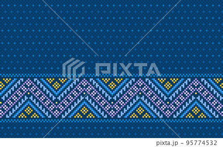Pixel ethnic pattern, Vector embroidery jacquard background, Geometric handcraft geometric style 95774532