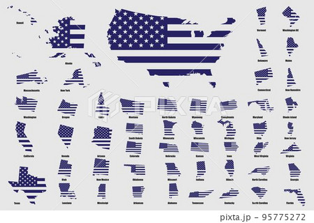 United states of America with each state map on USA flag. United states of America with each state map on USA flag. 95775272