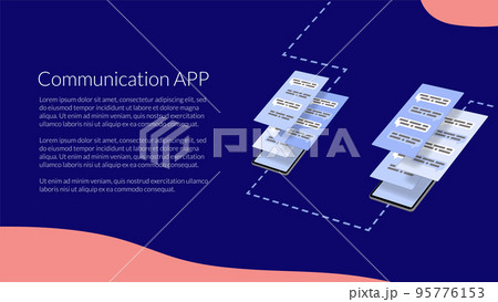 Mobile applications for communication. Programs for messages in smartphones. Template for a website or banner. Vector EPS10. Mobile applications for communication. Programs for messages in smartphones. Template for a website or banner. Vector EPS10. 95776153