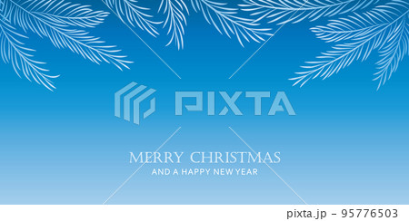 christmas winter background landscape fir branches border 95776503