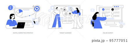 Media content campaign abstract concept vector illustrations. 95777051