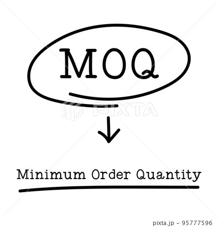Letter of abbreviation MOQ in circle and word Minimum Order Quantity on white background Letter of abbreviation MOQ in circle and word Minimum Order Quantity on white background 95777596