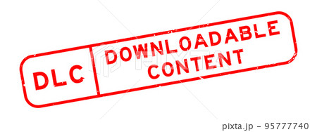 Grunge red DLC downloadable content word square rubber seal stamp on white background Grunge red DLC downloadable content word square rubber seal stamp on white background 95777740