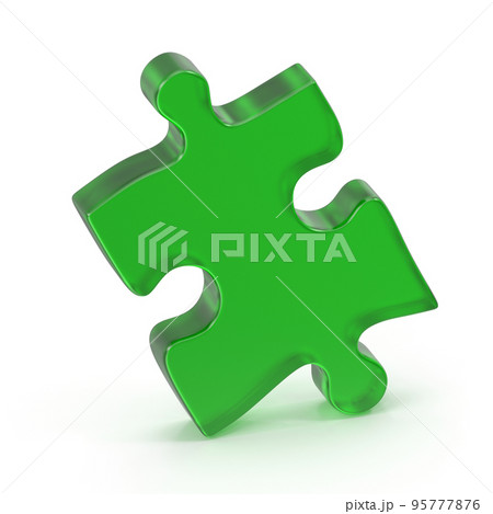 Green Glass Puzzle Piece 95777876