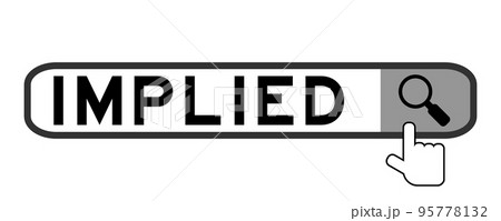 Search banner in word implied with hand over magnifier icon on white background 95778132