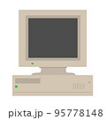 An old model personal computer on a white background. 95778148