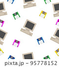 Old computer equipment on a white background. 95778152