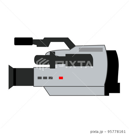 Analog cassette video camera on a white background. 95778161