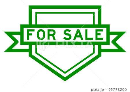 Vintage pentagon label banner with word for sale in green color on white background Vintage pentagon label banner with word for sale in green color on white background 95778290