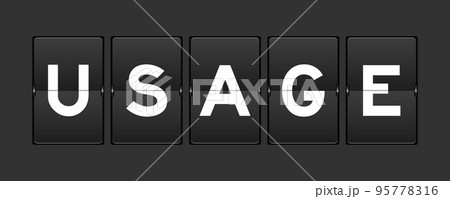 Black color analog flip board with word usage on gray background Black color analog flip board with word usage on gray background 95778316