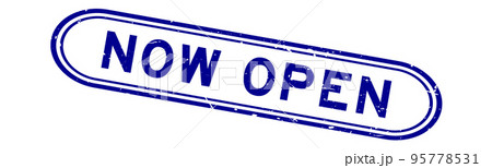 Grunge blue now open word rubber seal stamp on white background Grunge blue now open word rubber seal stamp on white background 95778531