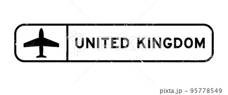 Grunge black united kingdom word with plane icon square rubber seal stamp on white background Grunge black united kingdom word with plane icon square rubber seal stamp on white background 95778549
