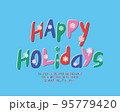 Greeting card Happy Holidays with lettering retro style. Hand drawn font set for Winter designs 95779420