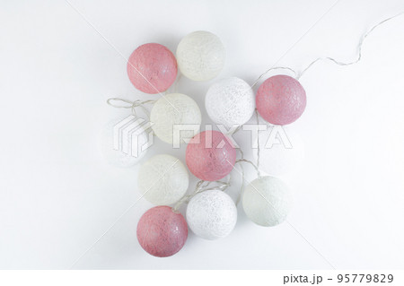 Christmas garland, in pastel colors, isolated on white background. Christmas background. Christmas and New Years concept. Copy space 95779829