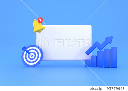 Empty reminder pop up, notification bell icon with darts and coins Empty reminder pop up, notification bell icon with darts and coins 95779943