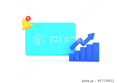 Empty reminder pop up, notification bell icon with graph. 95779952