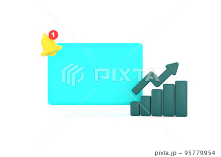 Empty reminder pop up, notification bell icon with graph. 95779954