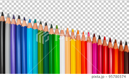 Crayons in line on a transparent background 95780374
