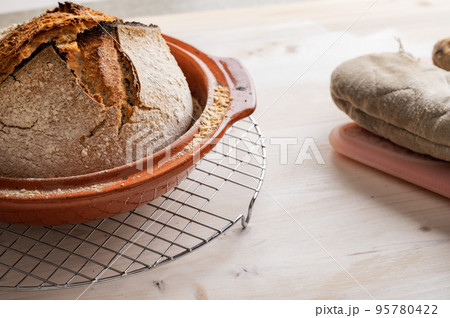 Delicious homemade sourdough bread freshly baked 95780422