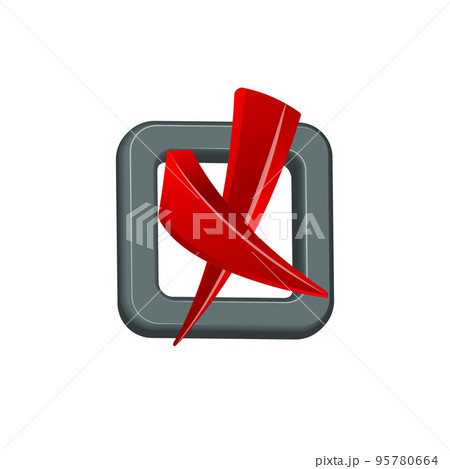 3d Check Mark. Red cross mark in checkbox. Vector illustration 95780664