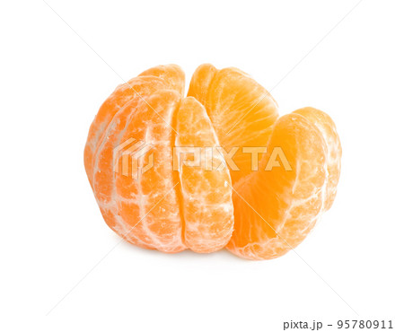 Peeled fresh juicy tangerine isolated on white Peeled fresh juicy tangerine isolated on white 95780911