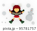 Snowman and rag doll in a knitted Christmas 95781757