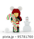 Cute rag doll in a knitted Christmas sweater with 95781760