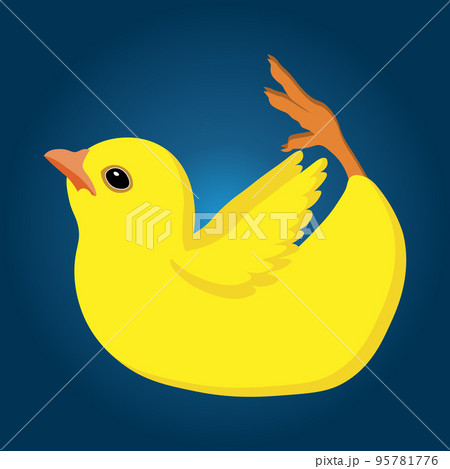 Cute funny chick in yoga pose. Comic children's illustration, vector 95781776