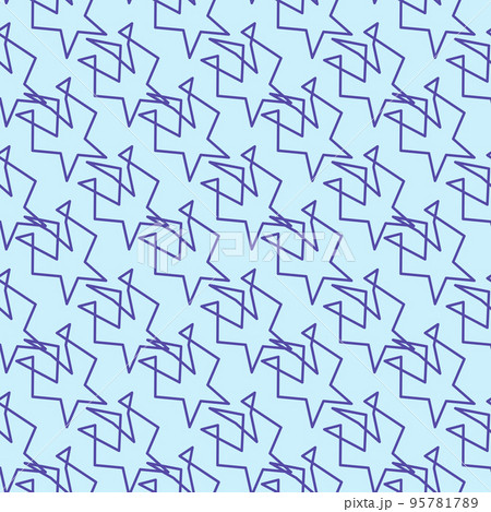 Geometric decorative elements with sharp corners on a blue surface. Background illustration, decorative design for fabric or paper. Ornament modern 95781789