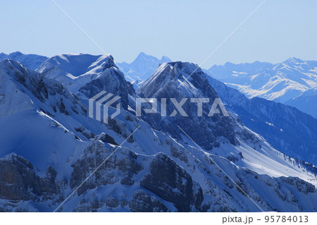 Mount Alvier in winter, Swiss Alps. Mount Alvier in winter, Swiss Alps. 95784013