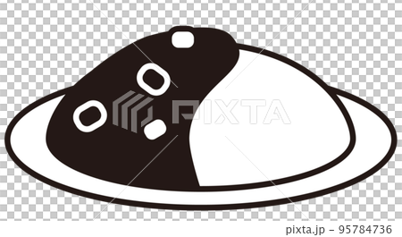 カレーライス モノクロアイコンイラストのイラスト素材