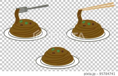 焼きそばセット　カラーアイコンイラストセット 95784741