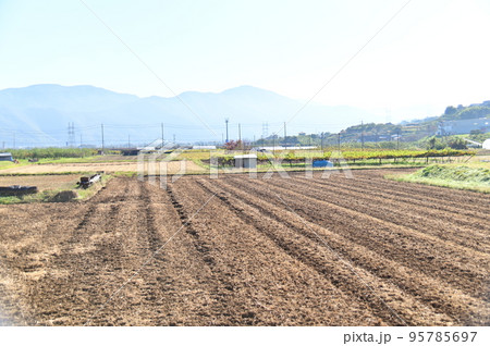 収穫後綺麗に耕された田んぼ 収穫後綺麗に耕された田んぼ 95785697