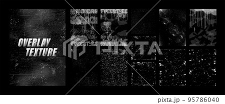 Various effects set. Overlay Texture stamps. Street art Various effects set. Overlay Texture stamps. Street art 95786040