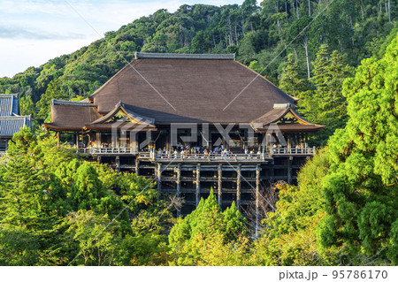 【京都府】豊かな自然に囲まれた清水寺の本堂 95786170
