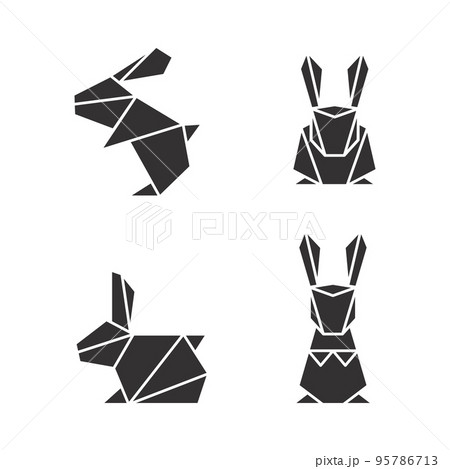 rabbit paper origami geometric glyph design vector illustration isolated on white 95786713