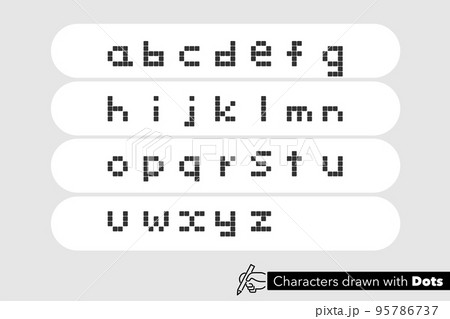 ドットで形成されるアルファベットの小文字 ドットで形成されるアルファベットの小文字 95786737