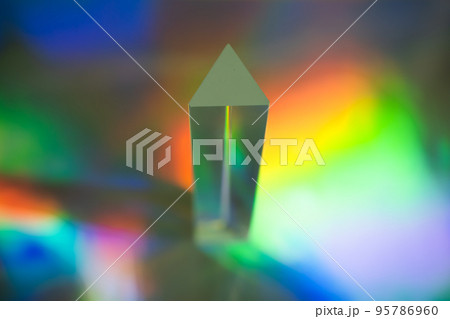 Glass prism on bright rainbow colors abstract background. Colorful polygonal multicolor banner. Glass prism on bright rainbow colors abstract background. Colorful polygonal multicolor banner. 95786960