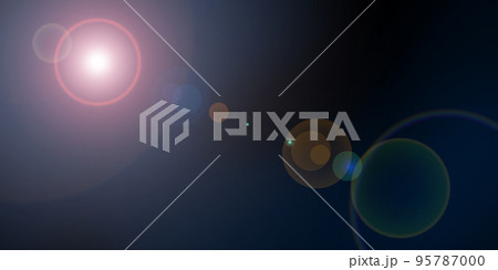 Cinematic Lens Flares Light Leaks overlay on black background. Banner futuristic technology design elements. 95787000