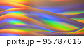 Trendy texture with polarization effect and colorful neon holographic waves. Abstract background in psychedelic Vapor wave style like in old retro design of 70s 95787016
