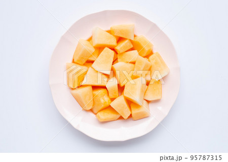 Cantaloupe melon isolated on white. Cantaloupe melon isolated on white. 95787315