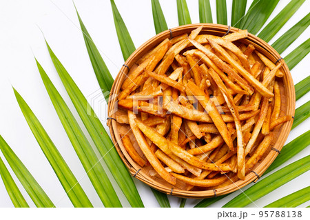 Crispy banana sticks. Fruit snack 95788138