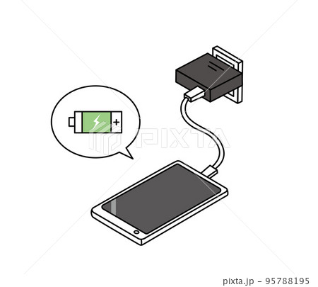 スマートフォンを充電するイラスト スマートフォンを充電するイラスト 95788195
