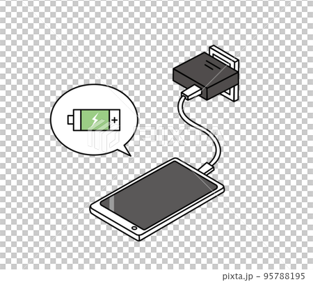 スマートフォンを充電するイラスト スマートフォンを充電するイラスト 95788195