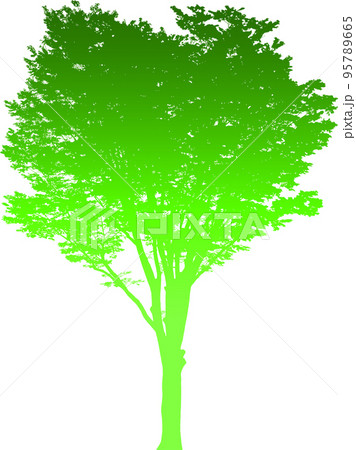グラデーションの樹木シルエット画像 背景透明のイラストのイラスト素材