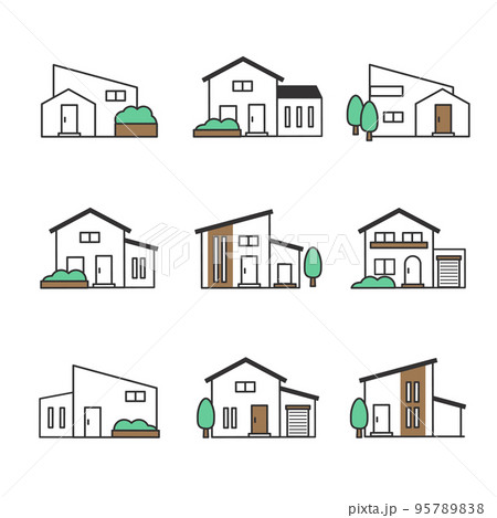 シンプルでおしゃれな家のイラスト アイコン 95789838